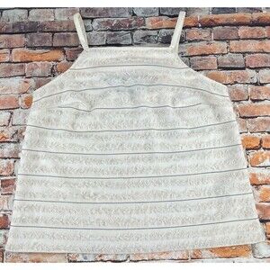 Anthropologie Maeve Quinn Fringe Striped Tank Top Cream Womens Size 12